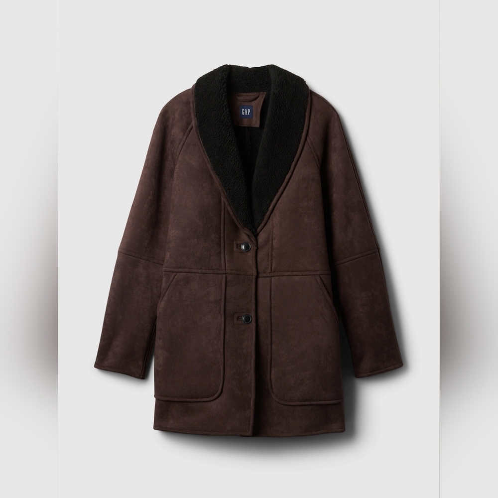 GAP Vegan Suede Shawl Collar Coat